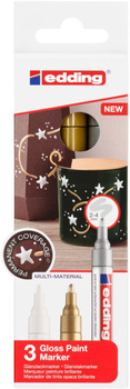 Marker olejowy połyskujący e-750 EDDING, 2-4 mm, 3 szt., mix kolorów