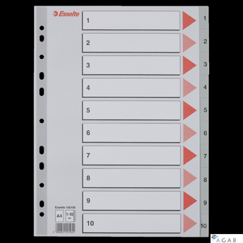 Przekładki plastikowe szare PP A4 1-10 100105 numeryczne ESSELTE