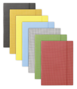 Teczka z gumką DONAU, karton, A4, 400gsm, 3-skrz., mix kolorów w kratę