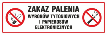 Znak TDC, Zakaz palenia wyrobów tytoniowych i papierosów elektronicznych