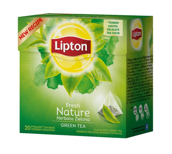 Herbata LIPTON Green Nature, piramidki, 20 torebek, zielona