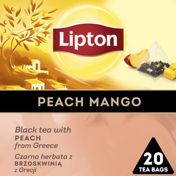 Herbata LIPTON, piramidki, czarna, brzoskwinia z mango, 20 torebek