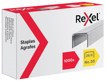 Zszywki REXEL nr 56, 26/6, 1000szt., srebrne