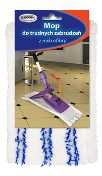 Mop GROSIK, do trudnych zabrudzeń, z mikrofibry, wkład, 1 szt. biało-niebieski