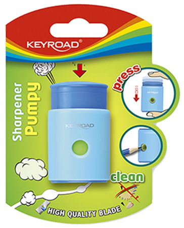 Temperówka KEYROAD Pumpy-Up, plastikowa, pojedyncza, blister, mix kolorów