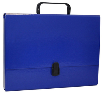 Teczka-pudełko OFFICE PRODUCTS, PP, A4/5cm, z rączką i zamkiem, granatowa