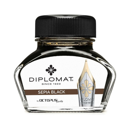 Atrament do piór wiecznych DIPLOMAT, w kałamarzu, 30 ml, czarny sepia