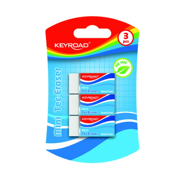 Gumka do ścierania KEYROAD Tec-Eraser, mini, techniczna, 3 szt., blister, biała