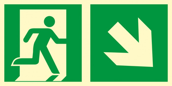 Znak TDC, Kierunek do wyjścia ewakuacyjnego - w dół w prawo