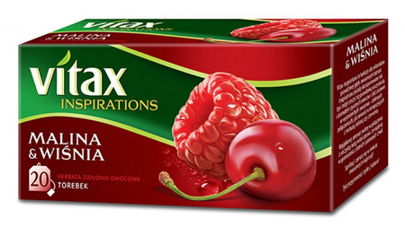 Herbata VITAX INSPIRATIONS, MALINA I WIŚNIA, 20 torebek