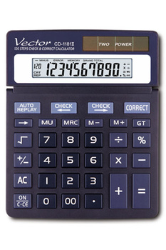 Kalkulator biurowy VECTOR KAV CD-1181II, 10-cyfrowy, 120x151mm, czarny