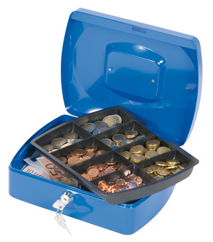 Kasetka na pieniądze Q-CONNECT, duża, 255x85x200mm, niebieska