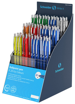 Display długopisów automatycznych SCHNEIDER K20 Icy Colours, M, 100 szt., miks kolorów