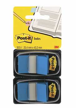 Zakładki indeksujące POST-IT® (680-B2EU), PP, 25,4x43,2mm, 2x50 kart., niebieskie