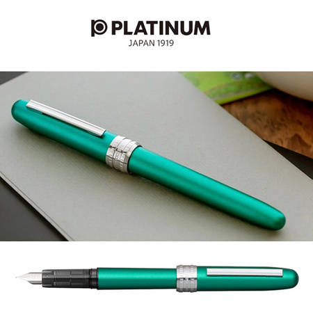 Pióro wieczne Platinum Plaisir Teal Green, F, zielone matowe