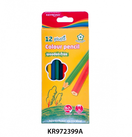 Kredki ołówkowe KEYROAD, bezdrzewne, 12 szt., pudełko zawieszka, display, mix kolorów