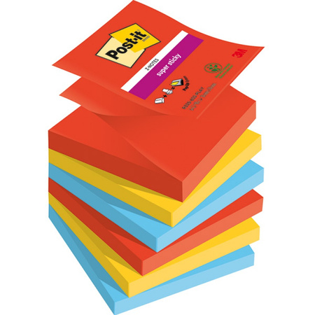 Karteczki samoprzylepne Post-it® Super Sticky Z-Notes, PLAYFUL, 76x76mm, 6x90 kart.