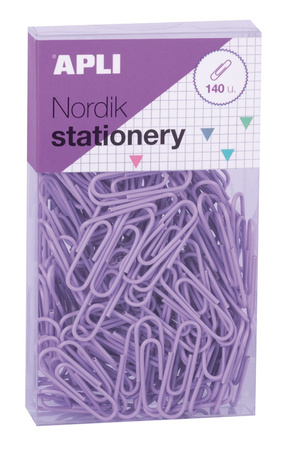 Spinacze okrągłe APLI Nordik, 28 mm, 140 szt., pudełko z zawieszką, mix kolorów pastel