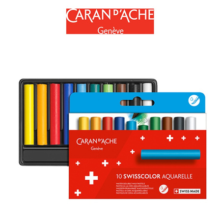 Kredki akwarelowe woskowe CARAN D'ACHE Swisscolor, kartonowe pudełko, 10 szt.