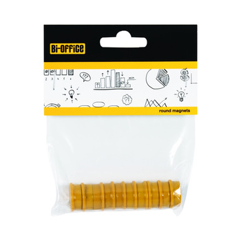 Magnesy do tablic BI-OFFICE, okrągłe, 15mm, 10szt, żółte