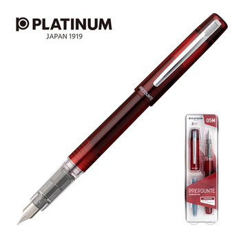 Pióro wieczne Platinum Prefounte Crimson Red, M, w plastikowym opakowaniu, na blistrze, bordowe