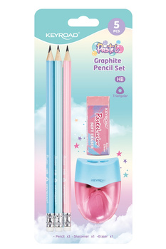 Zestaw szkolny KEYROAD, Pastel, 5 elementów, blister, mix kolorów