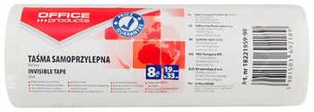 Taśma biurowa OFFICE PRODUCTS, 19mm, 33m, 8szt., matowa