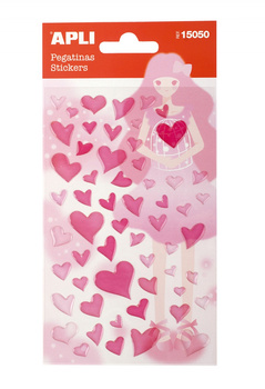 Naklejki APLI Hearts, z brokatem, różowe