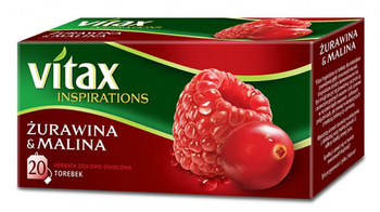 Herbata VITAX Inspirations, żurawina z maliną, 20 torebek