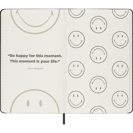 Notatnik MOLESKINE L (13x21 cm), Smiley, w linie, twarda oprawa, 176 stron