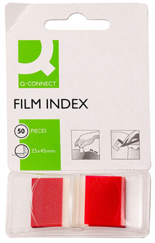 Zakładki indeksujące Q-CONNECT, PP, 25,4x43,7mm, 50 kart., czerwone