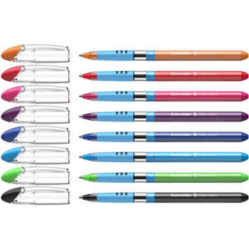 Długopis SCHNEIDER Slider Basic, XB, 6+2, etui z zawieszka, mix kolorów