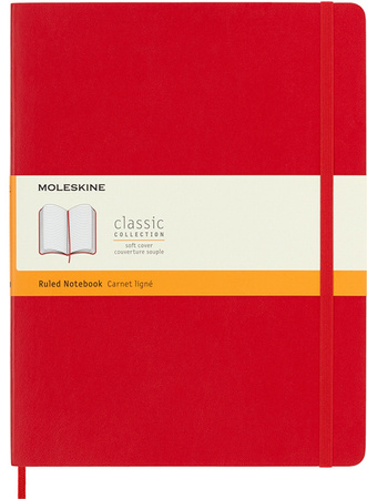 Notes MOLESKINE Classic XL, 19x25cm, w linie, miękka oprawa, 192 strony, czerwony