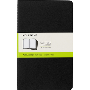 Zestaw 3 Zeszytów MOLESKINE Cahier Journals L (13x21cm) gładki, 80 stron, czarny