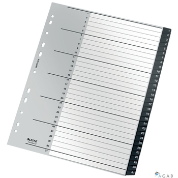 Przekładki Recycle 1 - 31, A4, PP, czarne Leitz, 12180000