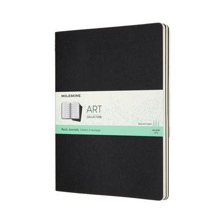 Zestaw 3 Zeszytów MOLESKINE Cahier XL (19x25cm) w pięciolinie, music, 80 stron, czarny