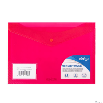 Teczka kopertowa PP A4 pozioma różowa 2kiesz. SF006 STRIGO
