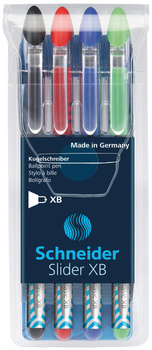 Zestaw długopisów SCHNEIDER Slider Basic, XB, 4 szt., miks kolorów podstawowych