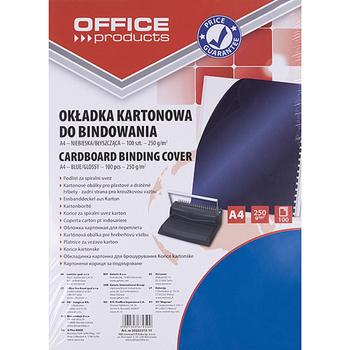 Okładki do bindowania OFFICE PRODUCTS, karton, A4, 250gsm, błyszczące, 100szt., niebieski