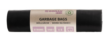 Worki na śmieci DONAU ECO, mocne (LDPE), 240l, 5 szt., czarne