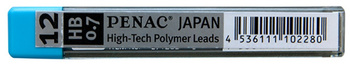 Grafity do ołówków PENAC 0,7mm, HB, zawieszka, 12 szt.