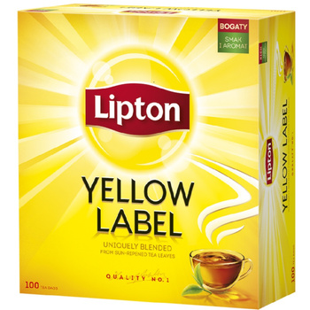 Herbata LIPTON Yellow Label, 100 torebek, z zawieszką