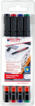 Foliopis e-141/4 F EDDING, 0,6mm, 4 szt., zawieszka, mix kolorów