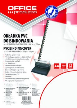 Okładki do bindowania OFFICE PRODUCTS, PVC, A4, 150mikr., 100szt., transparentne