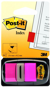 Zakładki indeksujące POST-IT® (680-21), PP, 25,4x43,2mm, 50 kart., jaskraworóżowe