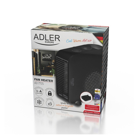 Termowentylator ADLER AD 7725b, z regulacją siły nadmuchu, czarny