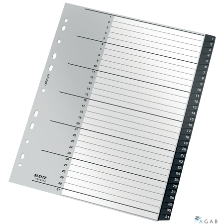Przekładki Recycle 1 - 31, A4, PP, czarne Leitz, 12180000