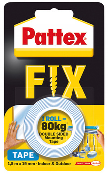 Taśma dwustronna PATTEX FIX, 1,5m x 19mm, 80kg