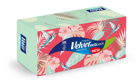 Chusteczki kosmetyczne celulozowe VELVET Harmony, 3-warstwowe, 120 listków, biały
