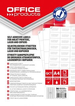 Etykiety OFFICE PRODUCTS, 52,5x21,2mm, białe, 100 ark.
